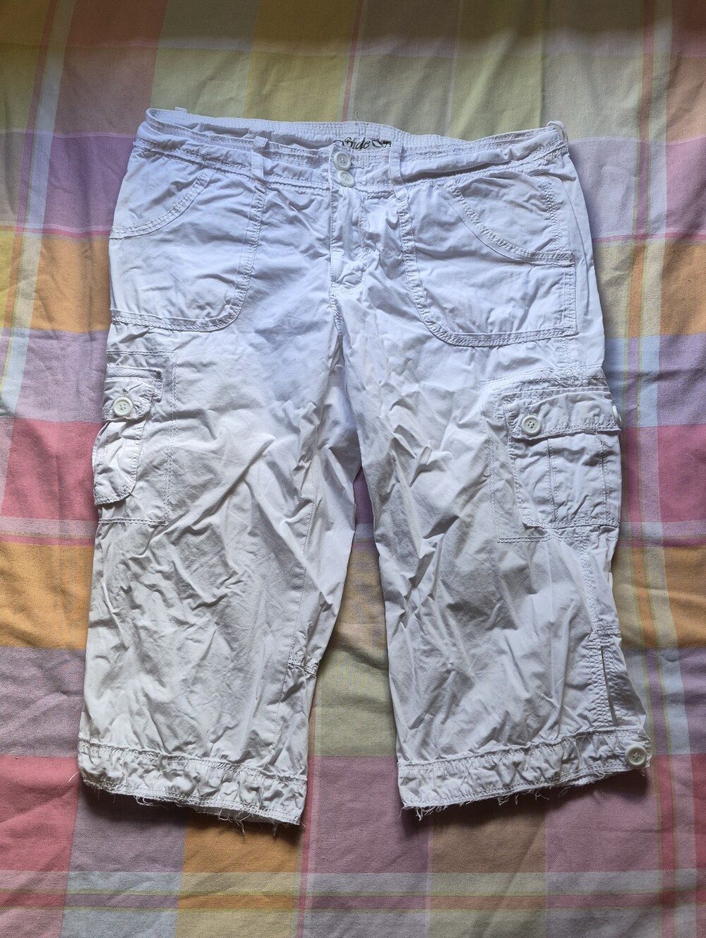 White Cargo Capri Shorts